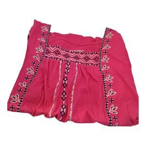 Woman Within Pink Embroidered Square Neck Tee Tunic Top Women's Size 1X NWOT